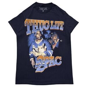Thug Life 2 Pac Graphic Rap Tee T Shirt Men's S Hip Hop